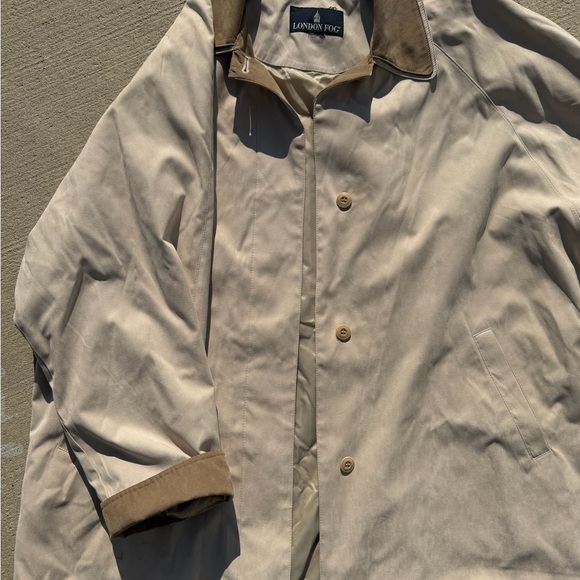 London Fog Womens L Trench Tan Coat Suede Brown Collar Lining Vintage - Picture 2 of 4